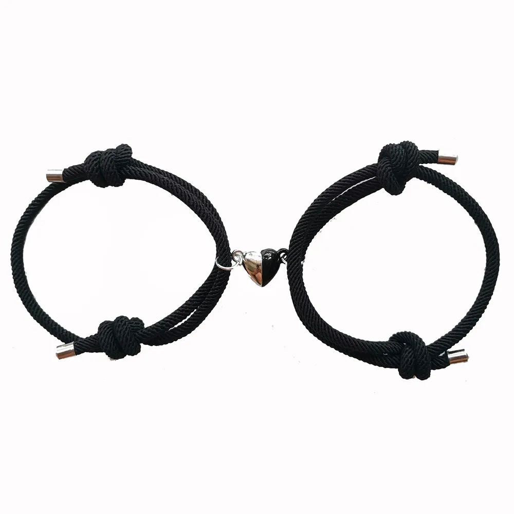 

Heart-Beating Love Magnetic Snap Suction Woven Couple Bracelet confidante Bracelet Heart-Shaped Magnetic Buckle Bracelet