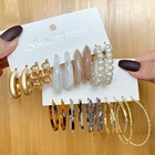 KISS WIFE Модные золотые геометрические квадратные круглые серьги-кольца с жемчугом, набор для женщин, акриловые серьги-кольца с бабочкой из смолы, подарок ювелирных изделий