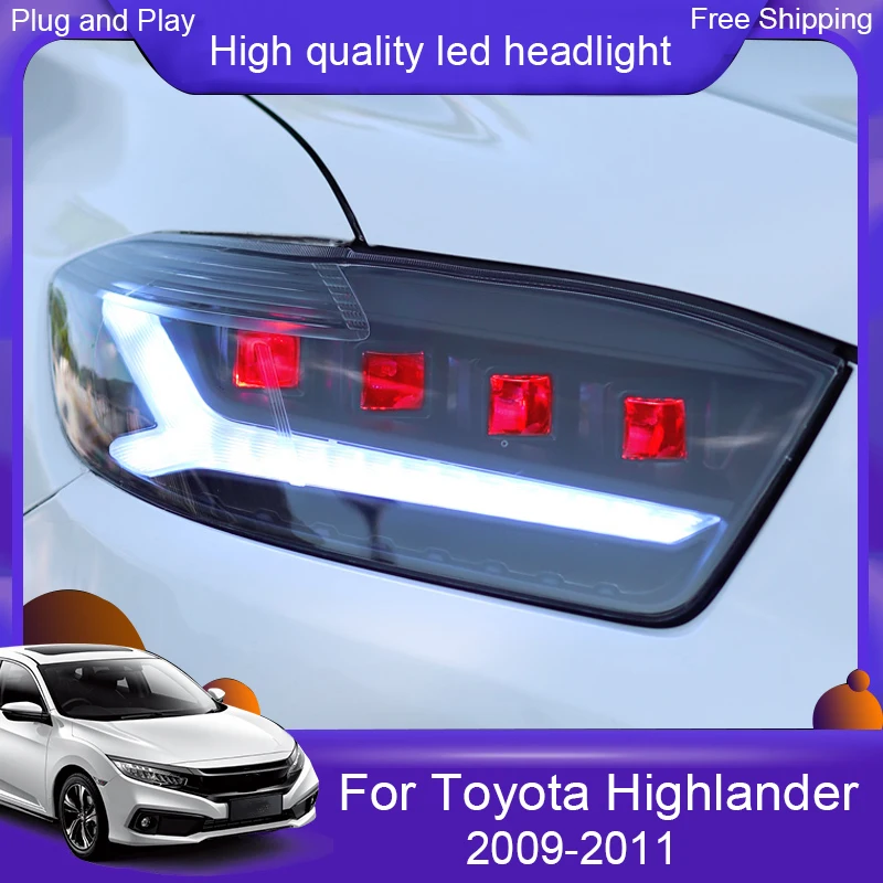 Стайлинг автомобиля для Toyota Highlander светодиодный ные фары 2009 2011 дюйма светодиодные