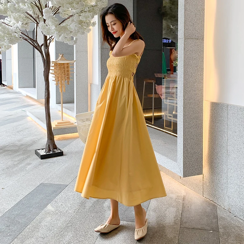 Женский винтажный сарафан на бретельках черное Повседневное платье для отпуска