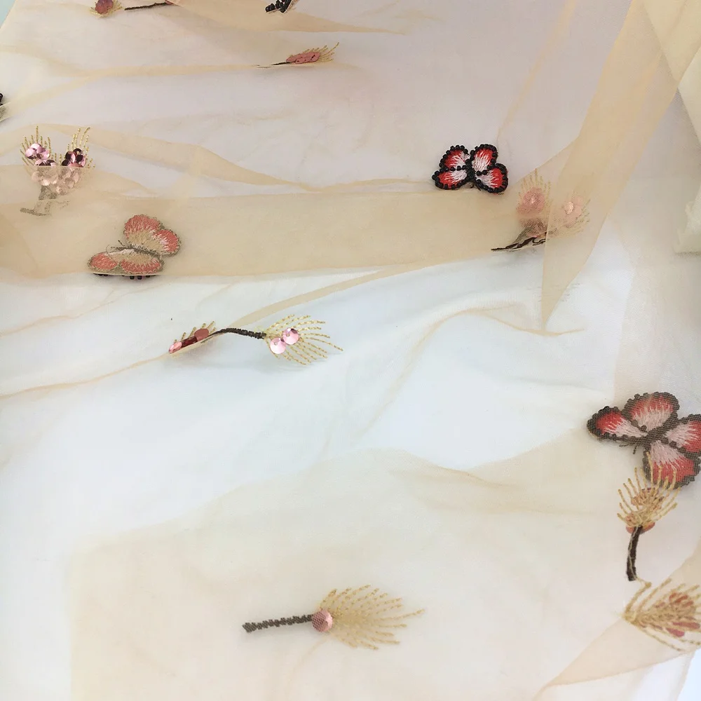 2019 новая бабочка Вышивка Тюль Кружева пайетки бисерная сетка кружевная ткань для