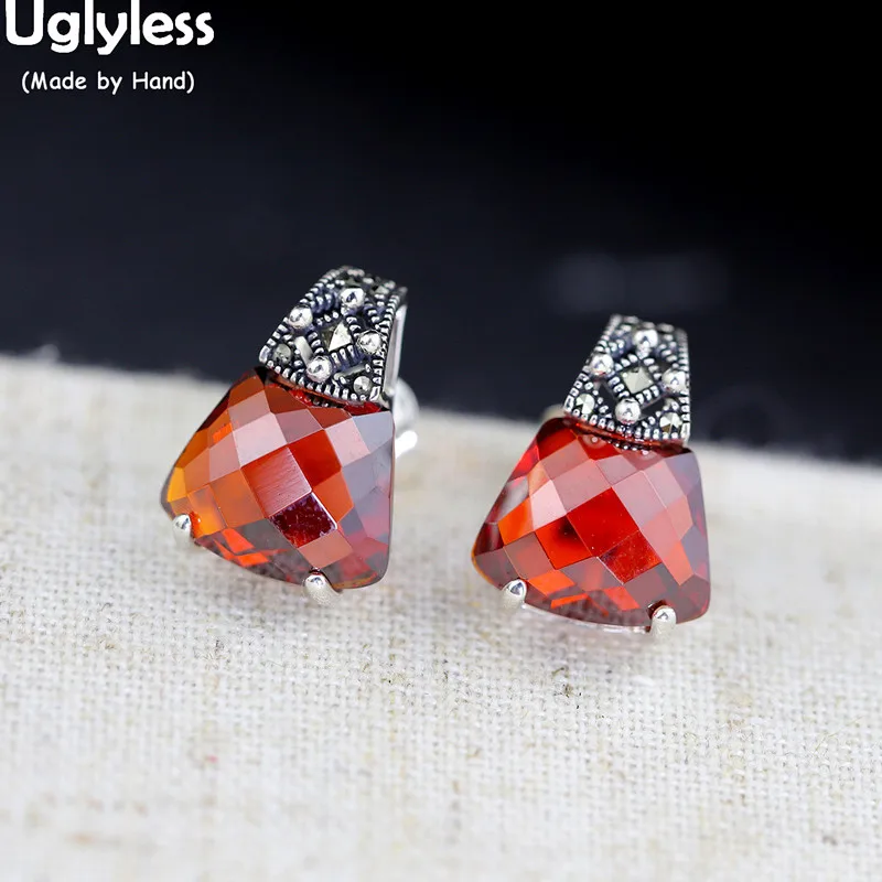 Женские серьги гвоздики с гранеными камнями из серебра 925 пробы|Серьги-гвоздики| |