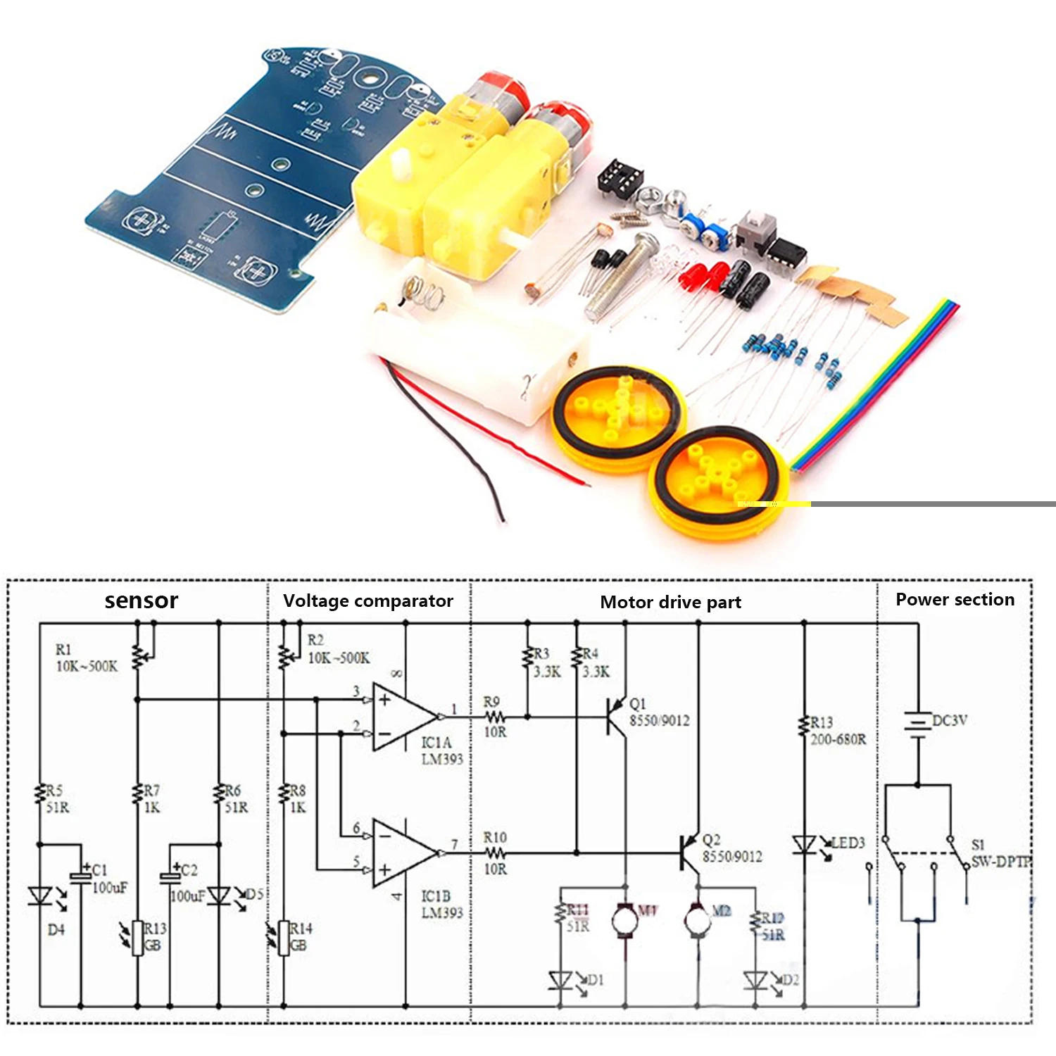 Practice Soldering Learning Electronics Kit Smart Car Project Kits Line Following Robot Kids DIY Education | Электроника