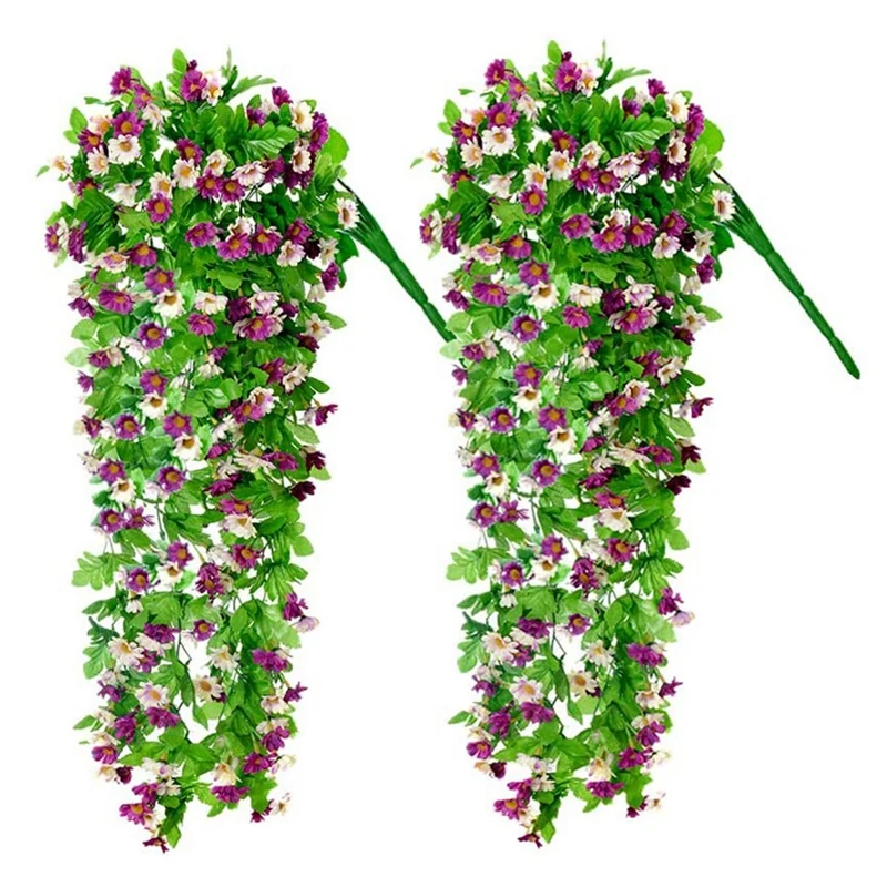 

AAAK -2Pcs Artificial Hanging Flowers,33.5 Inch Vine Ratta Hanging Garland Hanging Plants Fake Silk Flowers For Indoor,Outdoor