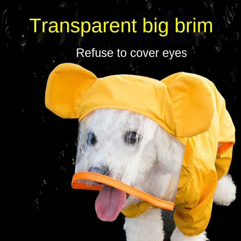 

dog clothes in summer Cartoon waterproof pet raincoat teddy four feet turnkey poncho small and medium-sized dog dog day rain