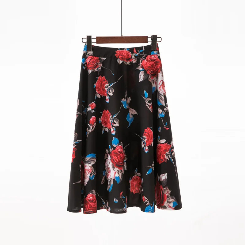 

Faldas Mujer Moda 2021 Floral Midi Skirt Korean Style A Line Skirts Elegant Y2K Ladies Bottoms Casual Spring Summer Clothes Saia
