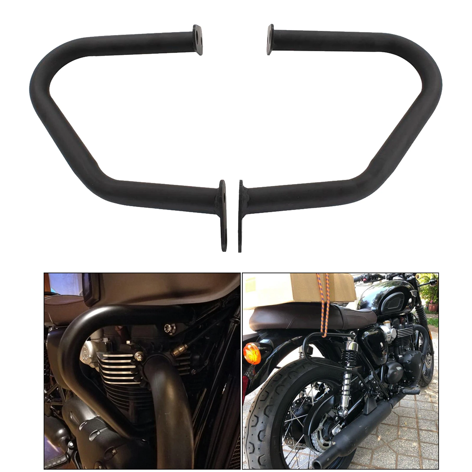 

2x Black Motorcycle Engine Guard Protector Crash Bars Replacement For Thruxton 1200 2016-2019
