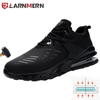 larnmern mens steel toe work safety shoes air cushion anti smashing water proof non slip shock proof construction sneaker