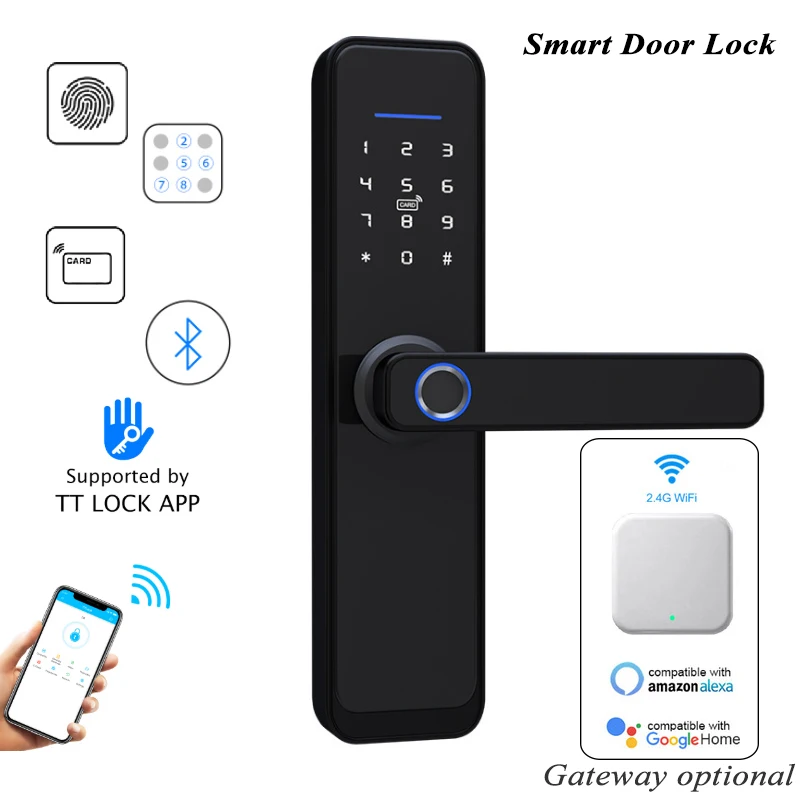Умный дверной замок с отпечатком пальца электронный цифровой Bluetooth Wi-Fi шлюз TTlock