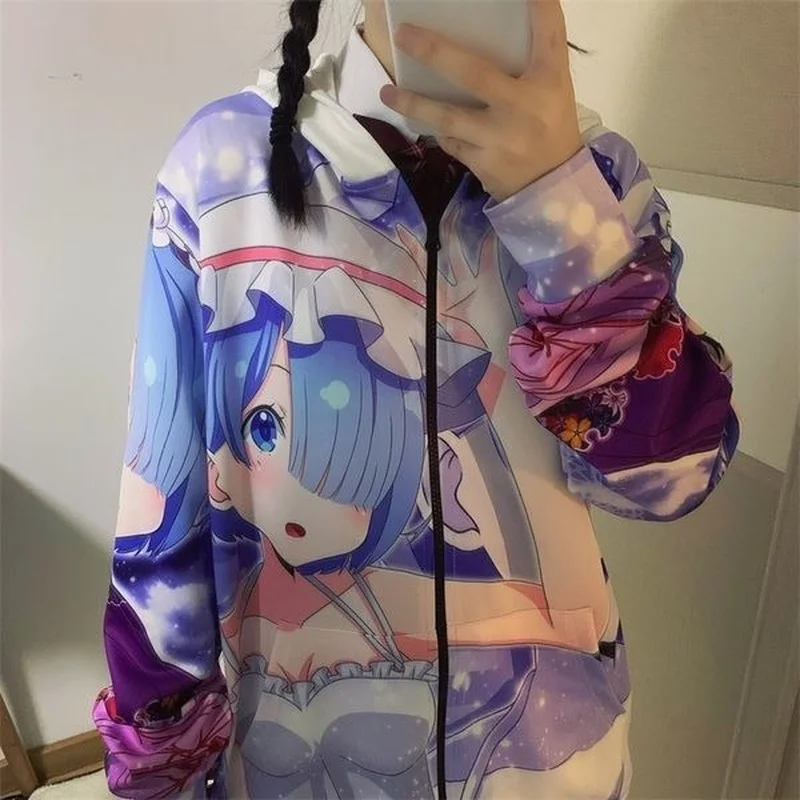 

HOUZHOU Anime Hoodie Oversize Kawaii Cute Japanese Streetwear Women 90s Aesthetic Harajuku Sudaderas Zip Up Long Sleeve Hoodies