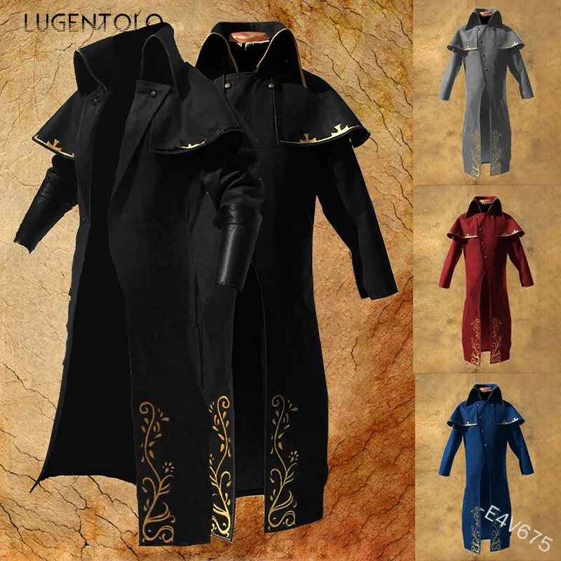 

Men's Trench Long-necked Punk Slim-fit Medieval Renaissance Coat Long Sleeve Plus Size 5xl Jackets Performance Trench