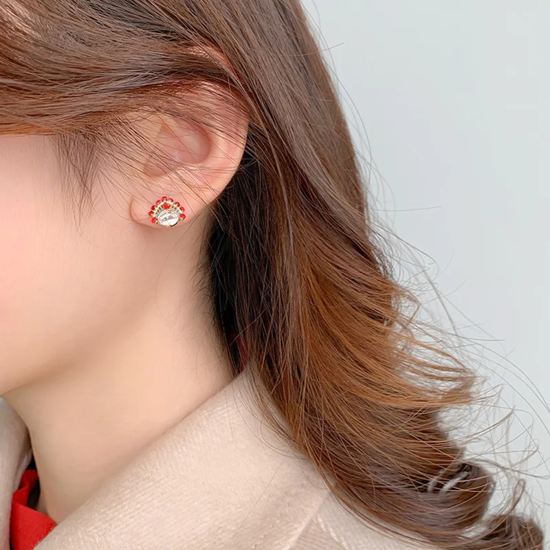 

Wholesale Silver Plated Personality Metal Rhinestone Pearl Facial Makeup Petite Earrings Earring Ornament Jewelry Gift
