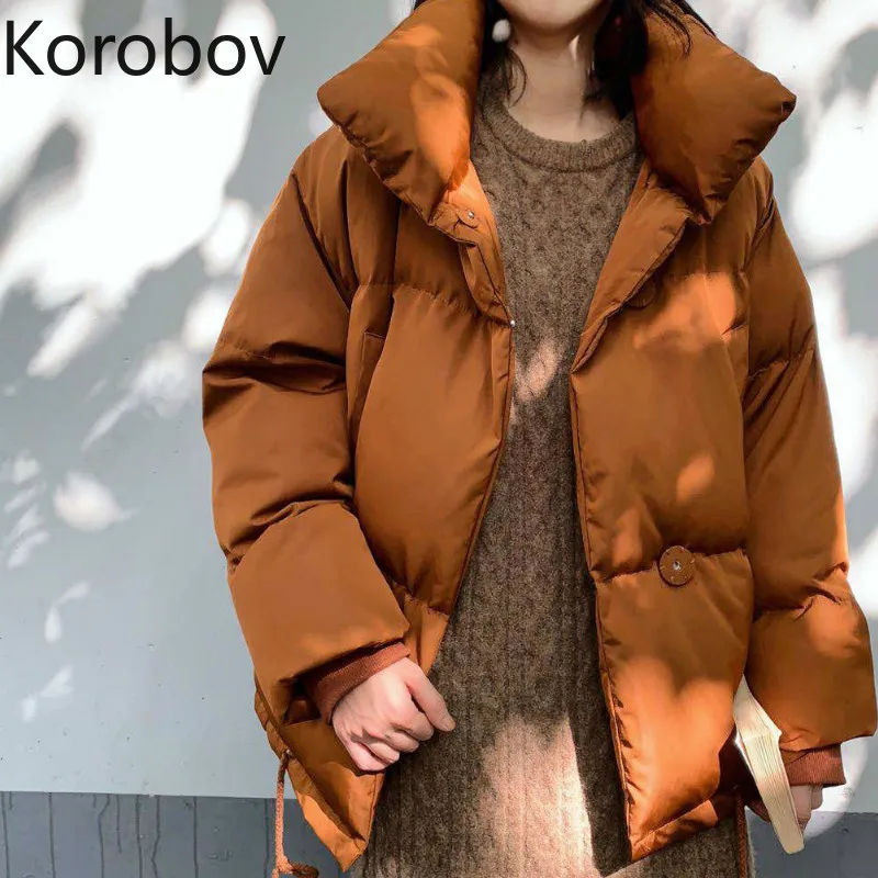 Korobov/женские зимние пальто Корейская утепленная парка с длинными рукавами