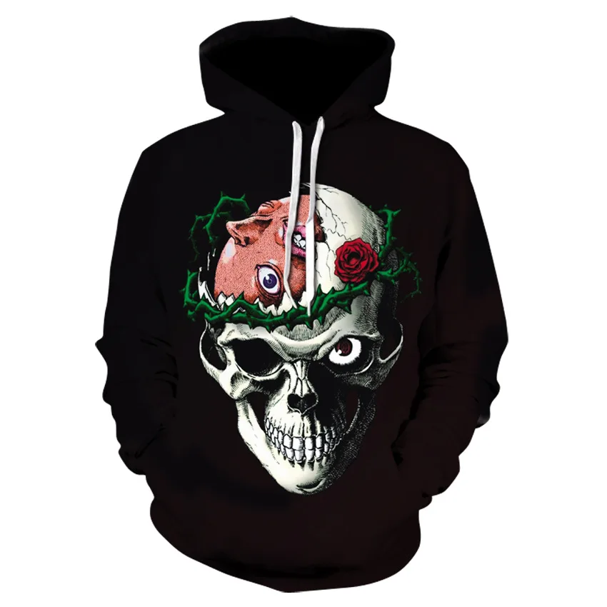 Осень 2021 мужская толстовка с 3D-принтом забавная уличная одежда черепом пуловер в