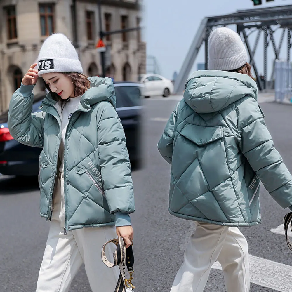 PinkyIsBlack 2020 New Winter Jacket Women Parkas Hooded Thick Down Cotton Padded Female Jacket Short Winter Coat Women Outwear