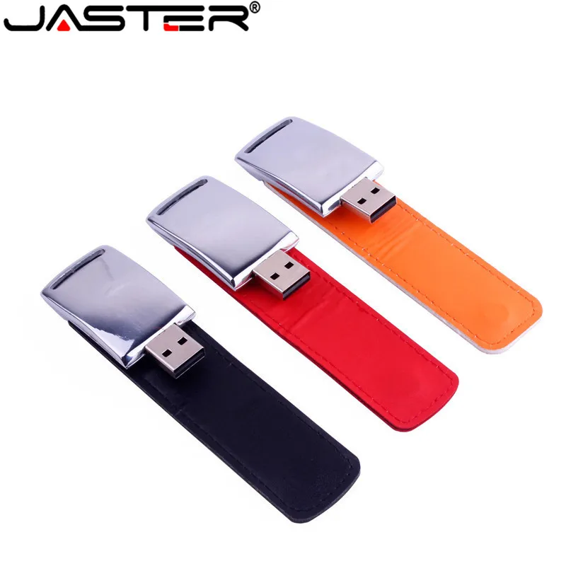 JASTER металлический USB флэш-накопитель, кожа и металл брелок Флешка Мода creativo USB 2,0 64 ГБ 32 ГБ 16 ГБ 8 ГБ 4 ГБ U диск