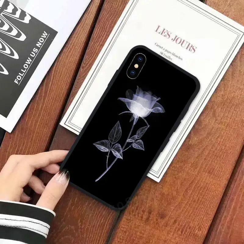 

Beautiful black white Rose flower Phone Case for iPhone 11 12 mini pro XS MAX 8 7 6 6S Plus X 5S SE 2020 XR