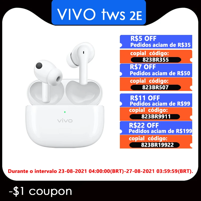 Новые беспроводные наушники Vivo TWS 2E Bluetooth-наушники с шумоподавлением AptX