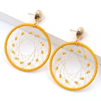 women retro net round drop dangle earrings hanging with stones fashion wedding engagement bridal jewelry accessories