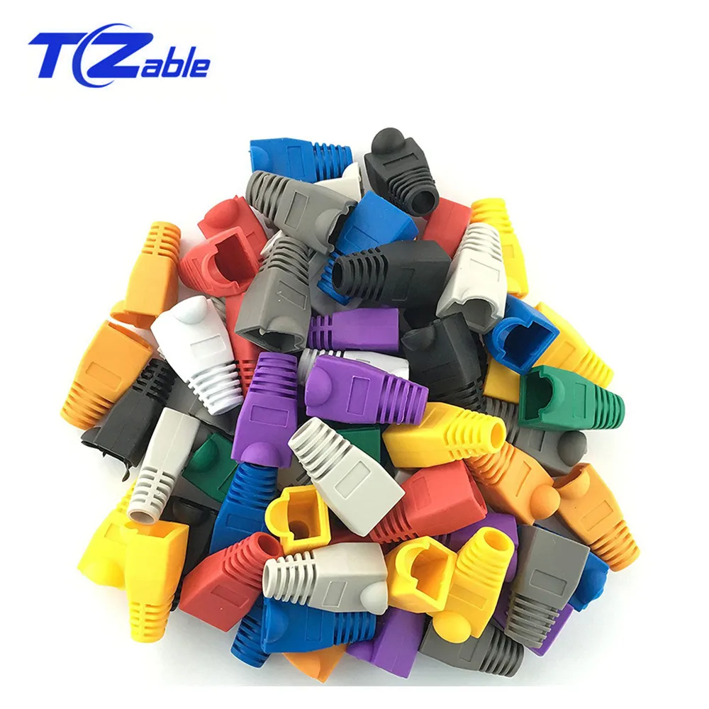 100 шт. сетевой обтекатель RJ45 разные цвета CAT5E CAT6 кабель Ethernet сброс натяжения