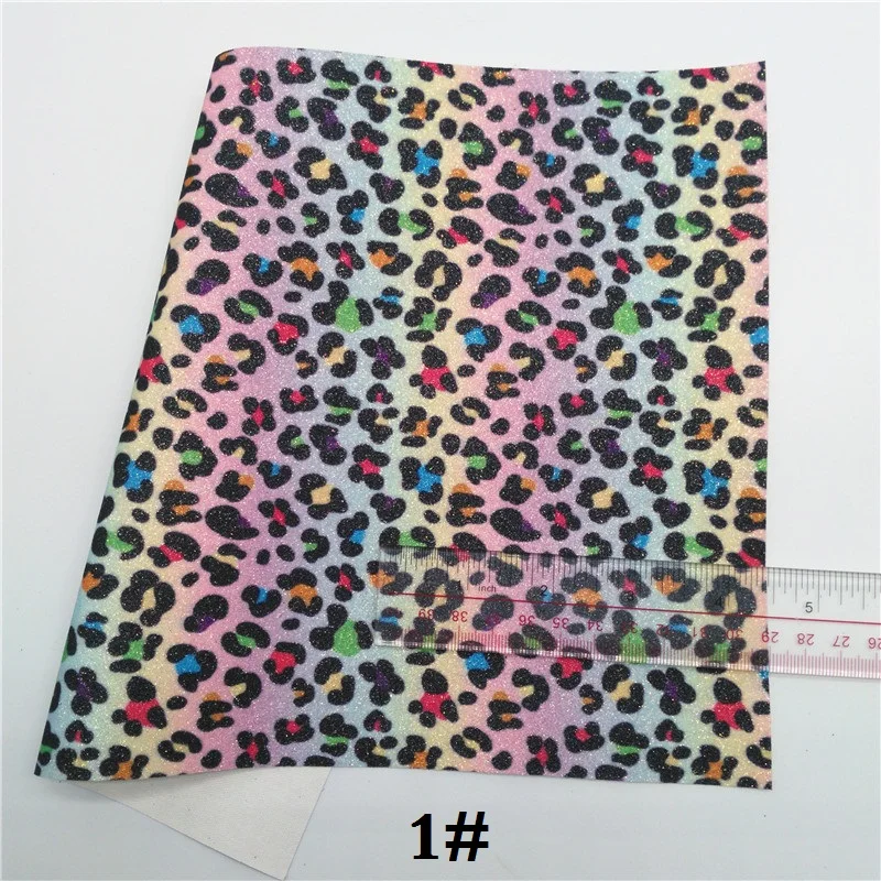 1 Glitterwishcome 21X29 см A4 Размер леопардовый блеск с принтом ткань, Радуга Блеск кожаные листы, блеск винил для бантов, GM479A - Цвет: 1