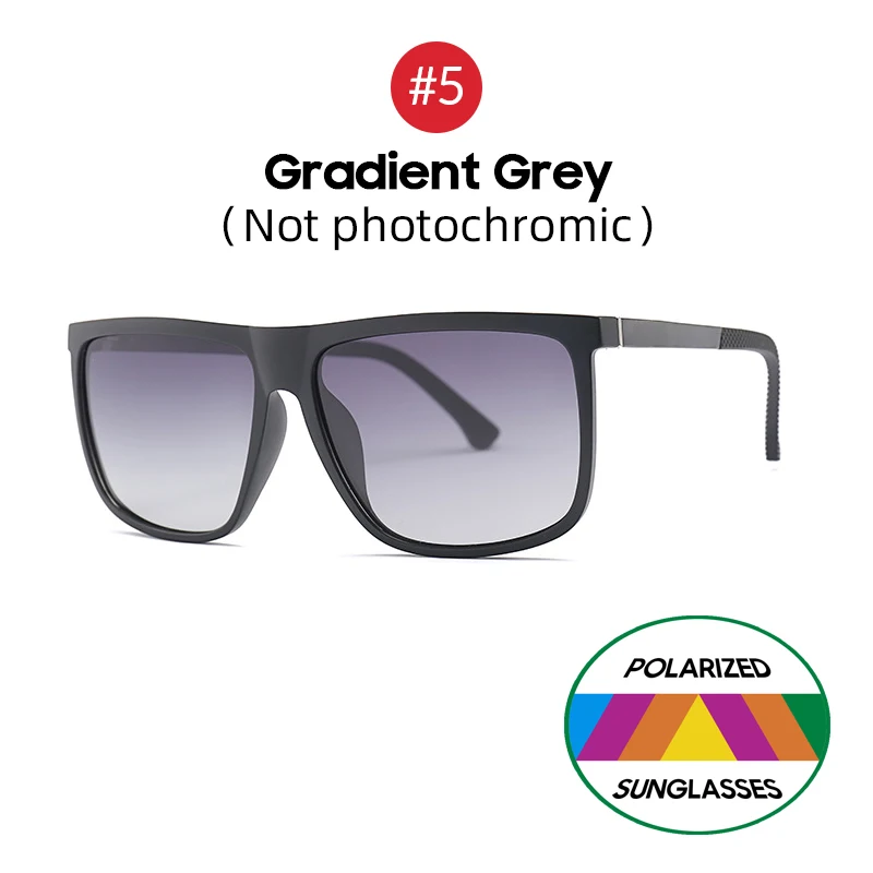 5 Gradient Grey VIVIBEE негабаритных фотохромные поляризованные алюминиевые магниевые Солнцезащитные очки Мужские квадратные женские поляризованные Меняющие цвет солнцезащитные очки - Цвет линз: 5 Gradient Grey