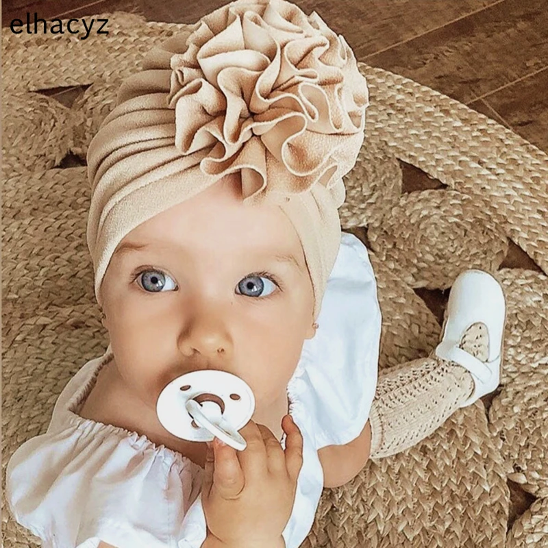 

2021 NEW Bloom Flower Baby Headband Knot Toddler Headwrap Elastic Infant Turban Bullet Fabric Infant Beanie Cap Hair Accessories