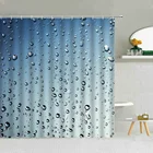 Занавеска для душа пузыри дождя, синий фон в форме капли воды, декор для ванной комнаты, Современная креативная Водонепроницаемая тканевая занавеска, набор s