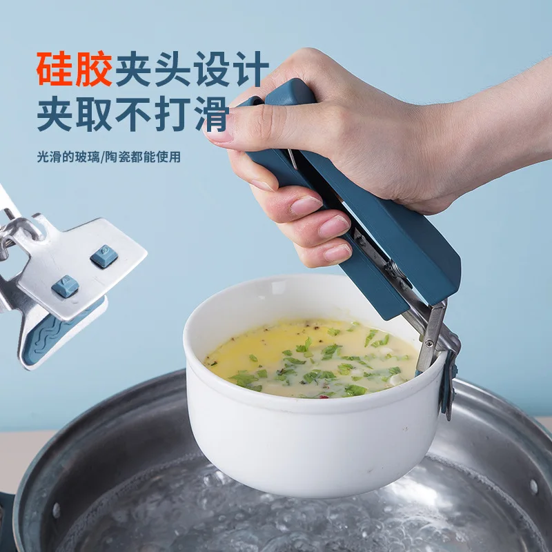 stainless steel foldable hot dish clamp anti scald bowl clip plate pot gripper kitchen utensil holder kitchen tool pot clip set free global shipping