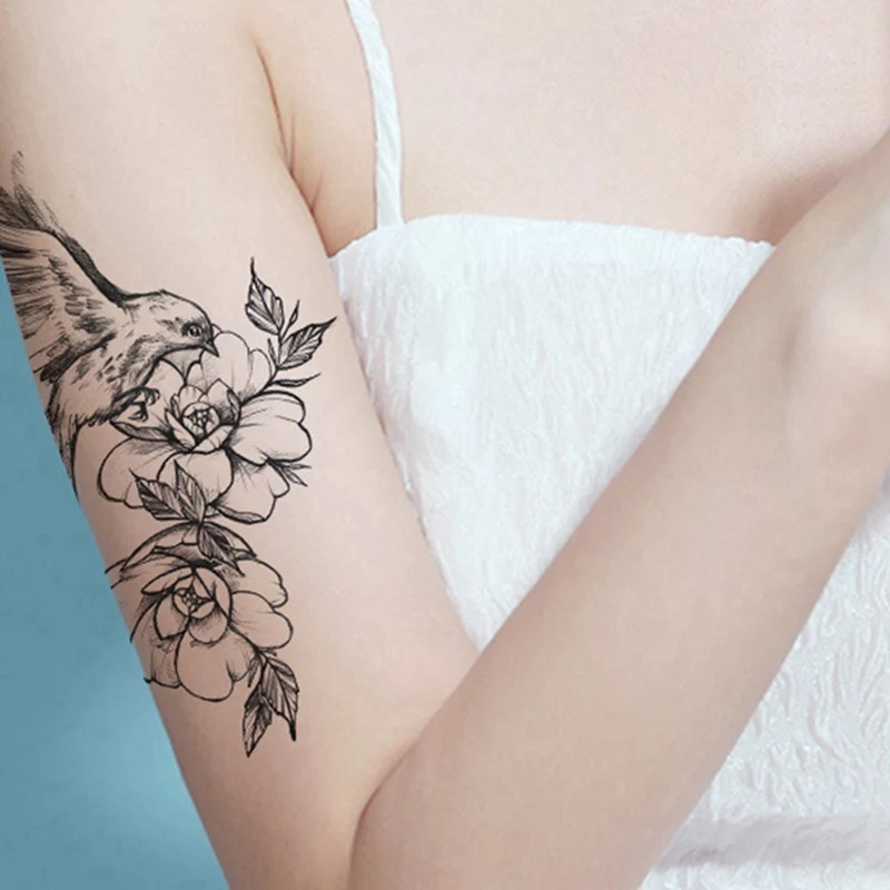 1 шт. женские цветы Бабочка Временные татуировки треугольная переводная вода