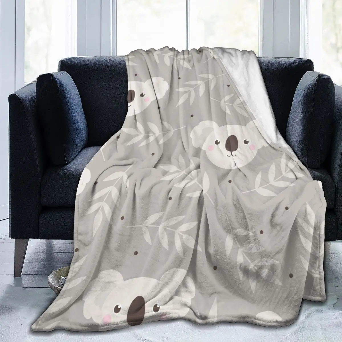 

Мягкое теплое фланелевое одеяло, милое дорожное одеяло коала и листья, зимнее тонкое покрывало для кровати и дивана
