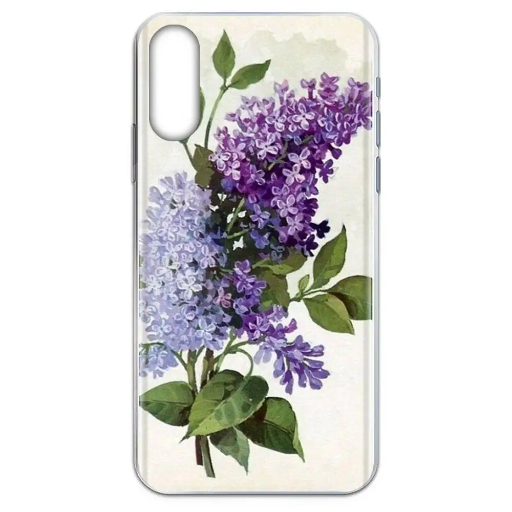 Фиолетово-сиреневое Красочные цветы термополиуретановый чехол с кожаным