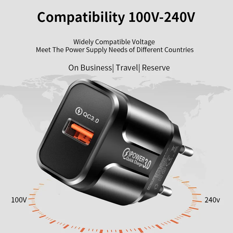 USB зарядное устройство USLION Quick Charge 3 0 EU US Plug быстрое настенное для iPhone 7 8 Samsung S7 S8 S10