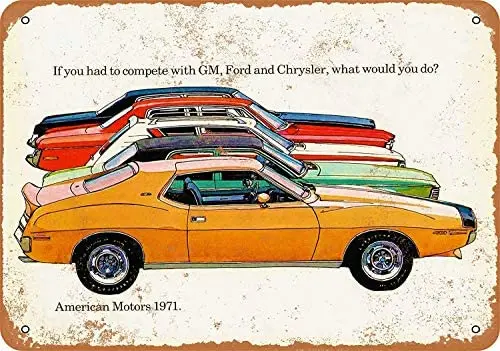 

1971 AMC Cars 12 X 8 Inches Retro Metal Tin Sign - Vintage Art Poster Plaque