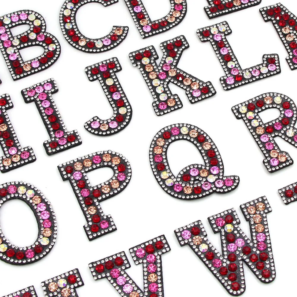 Красные A Z Стразы 3D 26 нашивки с английским алфавитом для одежды нашивка помощью
