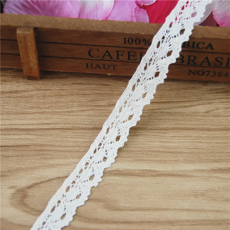 

16mm Cotton Lace Trim Ivory Fabric Sewing Accessories Cloth Wedding Dress Decoration Ribbon Craft Supplies 50yard LC216