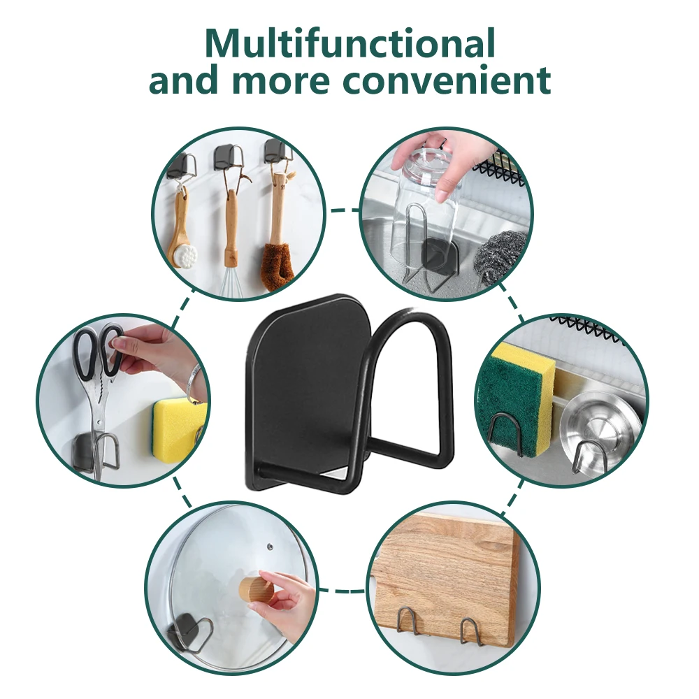 

Home Kitchen Sponges Holder Self Adhesive Sink Organizer Stainless Steel Storage Holder Rustproof Drying Rack Sink Accessories