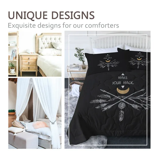 BlessLiving Arrows Quilt Sets Branch Summer Comforter 3pcs Moon Bedding Feather Colcha Verano Queen King Home Decorations 3pcs 2