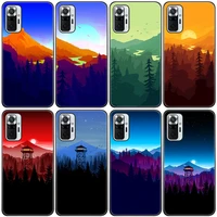 deep forest firewatch silicone phone case for xiaomi redmi note 11 10 9 8 pro 11t 10t 10s 9s 8t 9 9a 9c 9t black cover coque