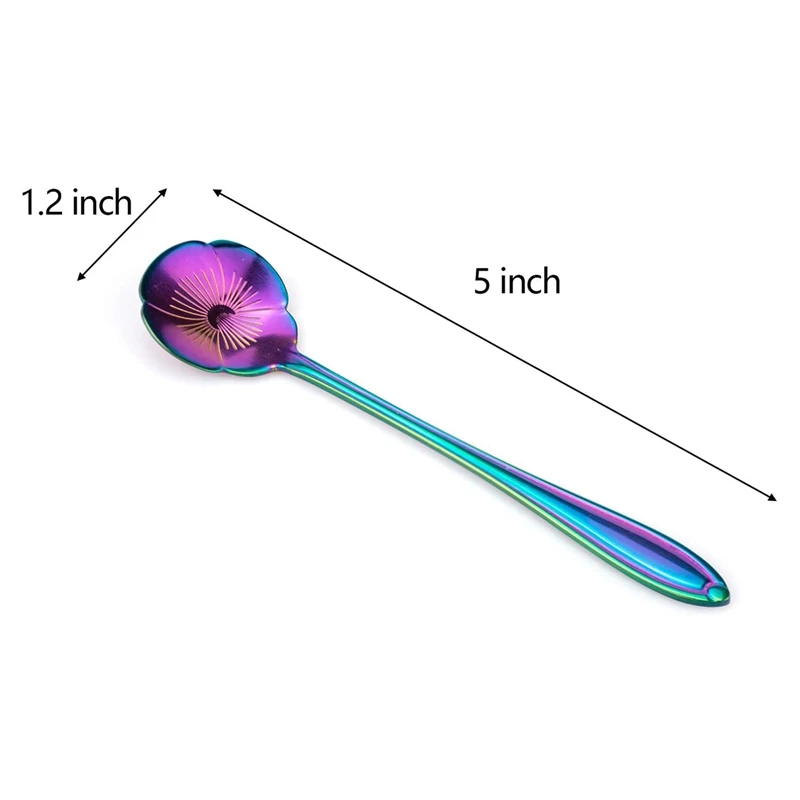 16 Pack Flower Spoon Set Diffient Pattern Stainless Steel Stirring for Coffee Tea Mix Sugar Ice Cream | Дом и сад