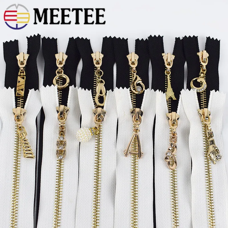 Meetee 5/10 шт. 20 см 5 # металлическая закрывающаяся молния с золотыми зубьями