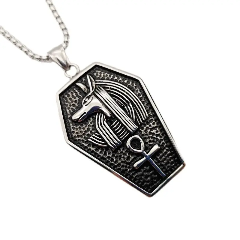 316L Stainless Steel Hip Hop Antique Silver Color Antient Egypitian Anubis Cross Shield Pendant Necklace Men | Украшения и