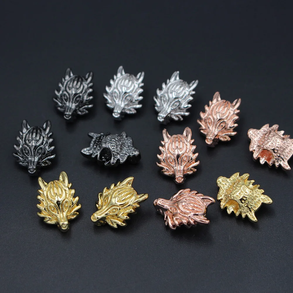 Бусины разделители в форме головы волка отверстие 3 5 мм 10 шт.|Ювелирная фурнитура