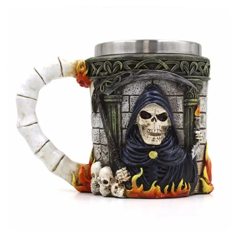 Omife Creative Skull Mug Game Of Thrones 3D Beer Cups Viking Anime Wine Tumbler Cartoon Coffee Cup Halloween Mugs Gift Drinkware - Цвет: death