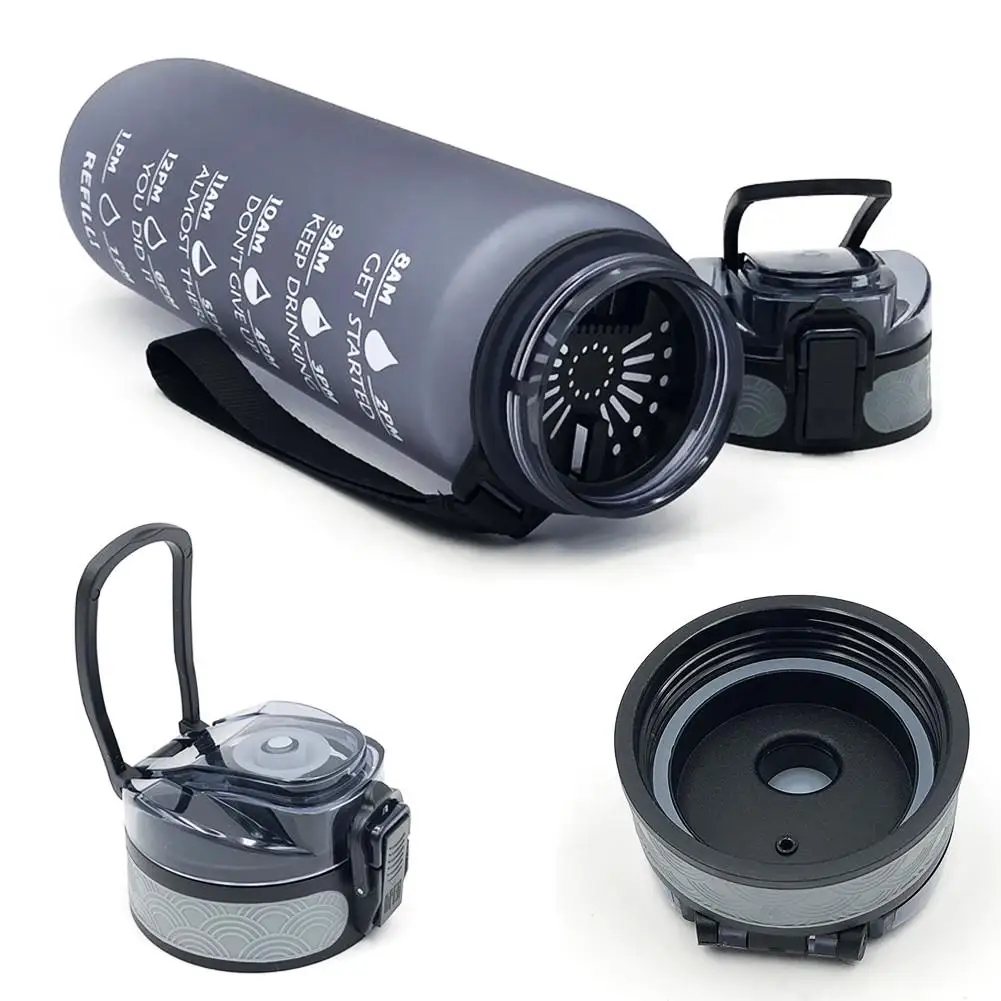 

1L Tritan Material Water Bottle With Bounce Cover Time Scale Reminder Frosted Leakproof Cup For Outdoor Sports Fitness
