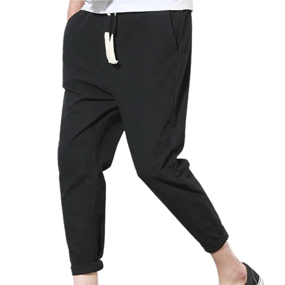 

Men Oversized Fashion Solid Color Vintage Pants All Match Elastic Waist Pockets Drawstring Oversize Trousers Casual Pants 2021