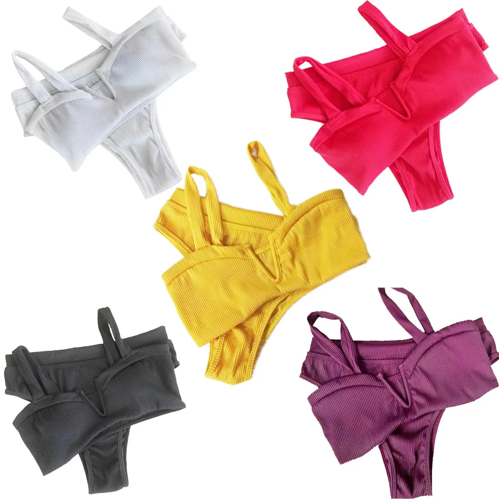 Комплект из 2 предметов быстросохнущие женские бикини пляжная одежда с высокой