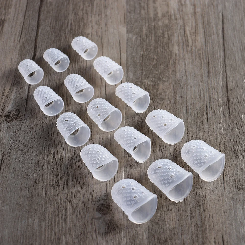 

15pcs Guitar Fingertip Protectors Silicone Finger Guards for Ukulele Electric Guitar 5 Sizes (Transparent Color)