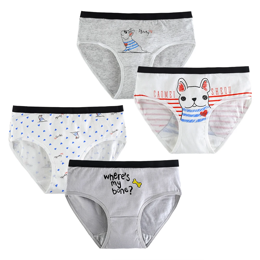UW904 Girls paities 4 шт./лот; детская одежда; хлопковые трусы для девочек; детские трусы-боксеры; трусы для подростков; От 10 до 20 лет - Цвет: UW904 Girls paities