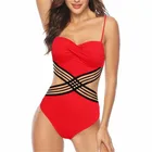Красный купальный костюм, цельный бикини 2021, летний купальный костюм с сердечками, монокини с высокой талией, женский купальник, 1 куб